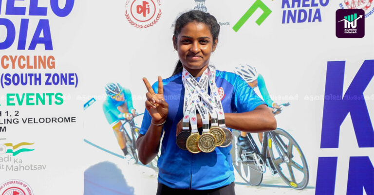 ഇടുക്കിയുടെ അഭിമാനം: ഖേലോ ഇന്ത്യ സൈക്ലിംങ്ങില്‍ 5 മെഡല്‍ നേടി അഗ്‌സാ
